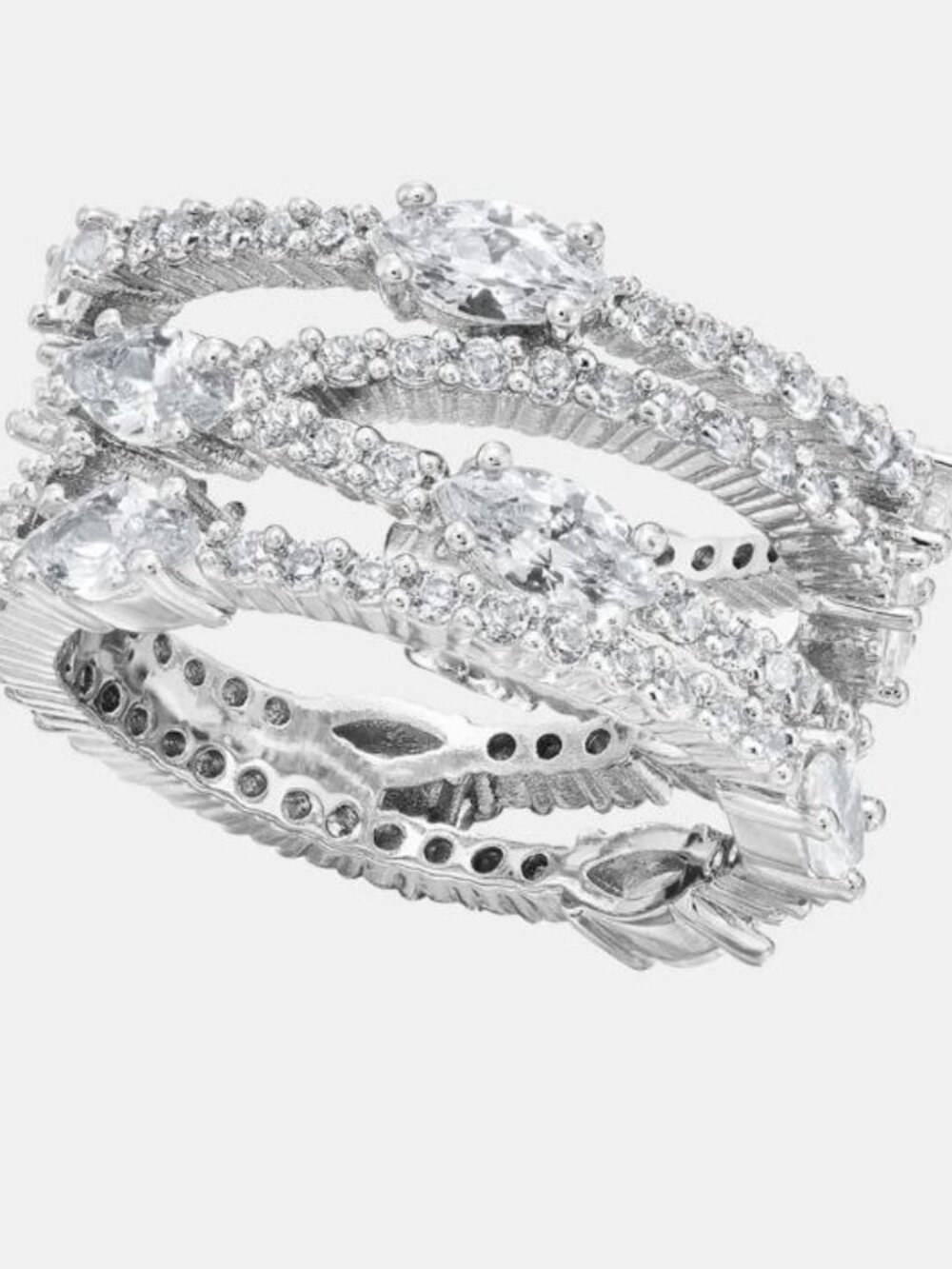 Givenchy Silver-Tone Cubic Zirconia Band Ring Size 7